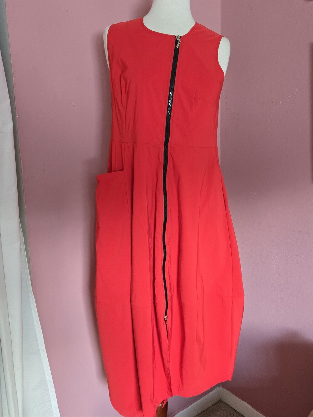 Roberto Chimenti Dezani Red Zip-Front Dress Size M